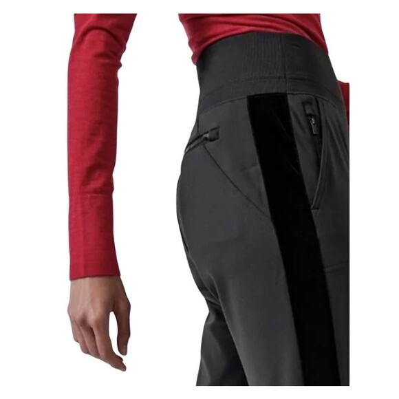 Athleta Venice Velvet Stripe Jogger Sweatpants, Black, Size Medium Tall - Picture 3 of 6